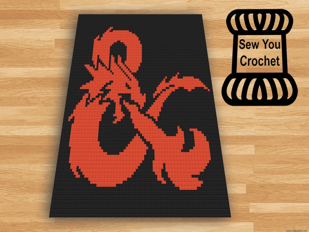 Crochet Dungeons and Dragons Logo Black and Red C2C Blanket Pattern ...