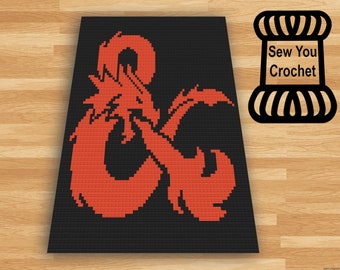 Dungeons and Dragons Logo (Black and Red) Digital Download C2C Pattern