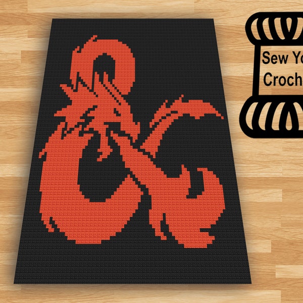 Dungeons and Dragons Logo (Black and Red) Digital Download C2C Pattern