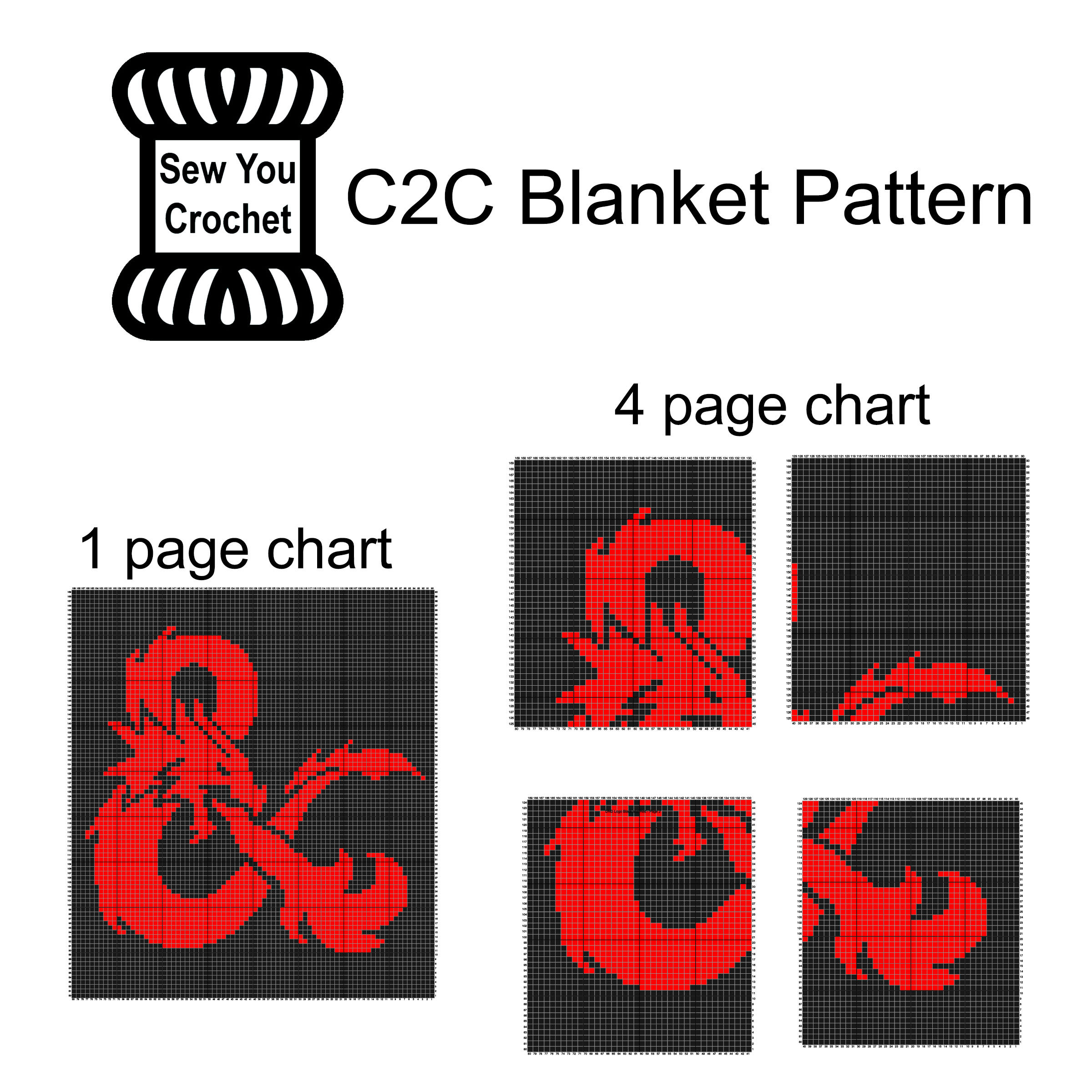 Crochet Dungeons and Dragons Logo Black and Red C2C Blanket Pattern ...