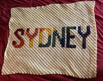 Custom Name Baby Blanket Pattern (Rainbow Block Letters) C2C Crochet