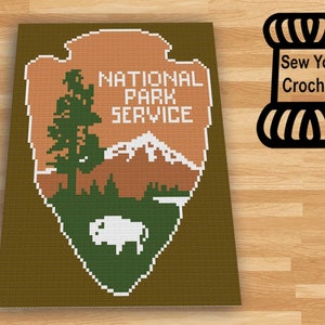 Patrón de manta de crochet C2C del Servicio de Parques Nacionales en PDF Descarga digital de esquina a esquina Aire libre Montañas Bosque Animales Senderismo Acampada