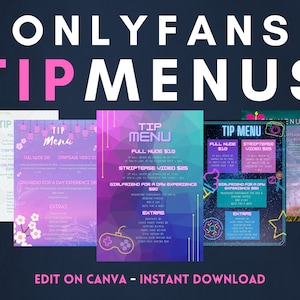Onlyfans Tip Menu Templates | 5 In Total | Put Your Tips on Auto-Pilot | Great for Fansly, AVN Stars | Edit in Canva | Instant Download