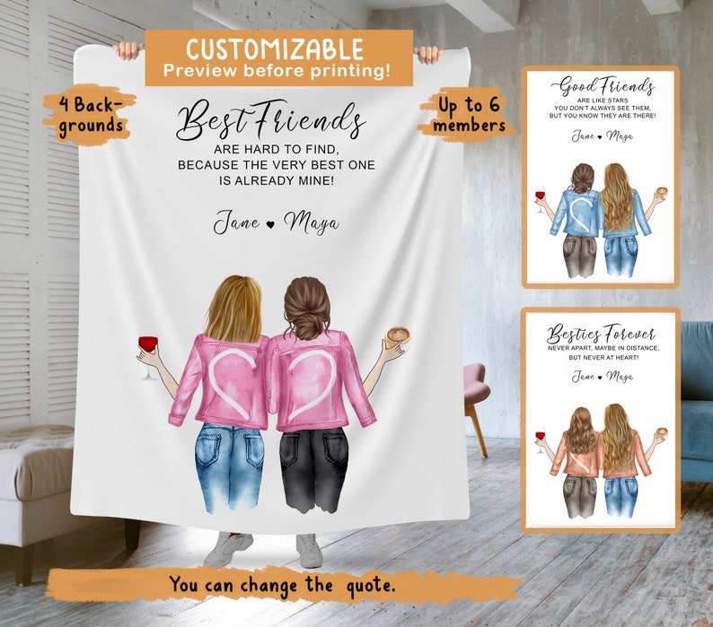 Personalized Best Friends Blanket Besties Blanket Best Etsy