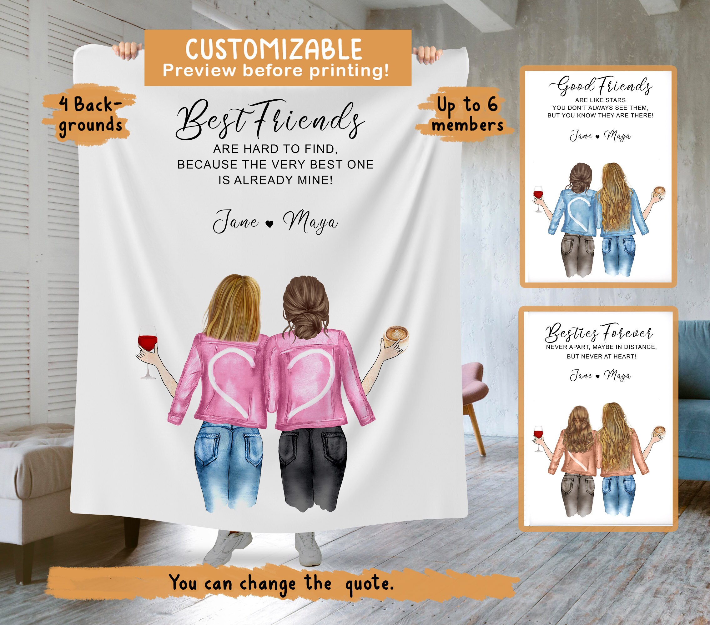 Personalized Best Friends Blanket Besties Blanket Best Etsy