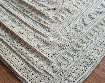 Hand-crocheted cream heirloom quality blanket- ready to ship