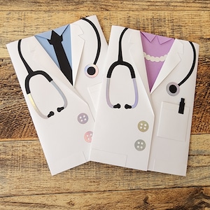 Doctor/ Veterinarian whitecoat card- now with more choices of shirt color - tie, bowtie, or pearls