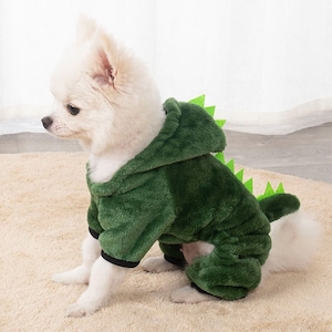 Pet Dinosaur Green Spike Jurassic Jumpsuit Costume - Cute Animal Clothing, Funny Halloween Cosplay, Dino Animal Lovers, Clothing for Dog Cat