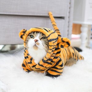 Pet Tiger Striped Paws Tigress Jumpsuit Costume - Cute Animal Clothing, Funny Halloween Cosplay, Animal Lovers, Hoodie for Pets Dog Cat