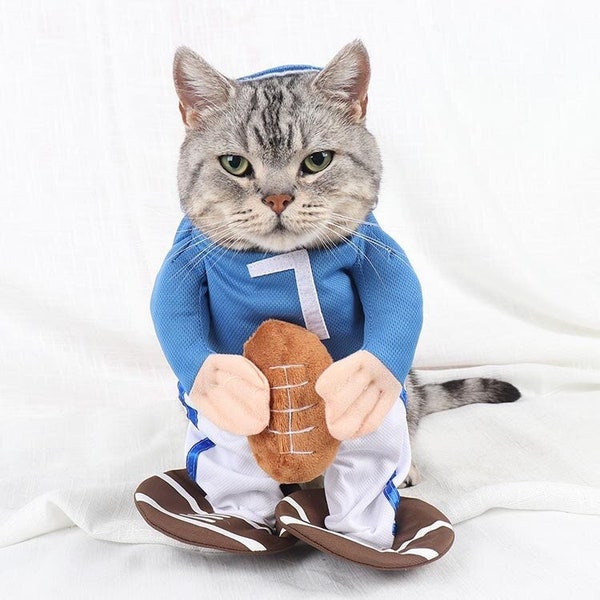 Pet Football Charging Quarterback Costume - Funny Animal Clothing, Halloween Cosplay, Superbowl Sport Lovers, Last Minute Birthday Gift