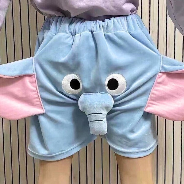 Elephant Shorts - Funny Trunk Pajama Pants, Best Gift for Him/Her/Boyfriend/Girlfriend, Couple Clothing, Animal Lovers Gifts, Sleepwear