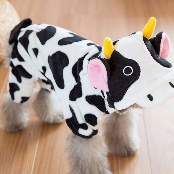 Pet Spotted Cow Moo Jumpsuit Costume - Cute Animal Costume, Funny Halloween Cosplay, Farm Animal Lovers Gift, Clothing for Pets Dog Cat