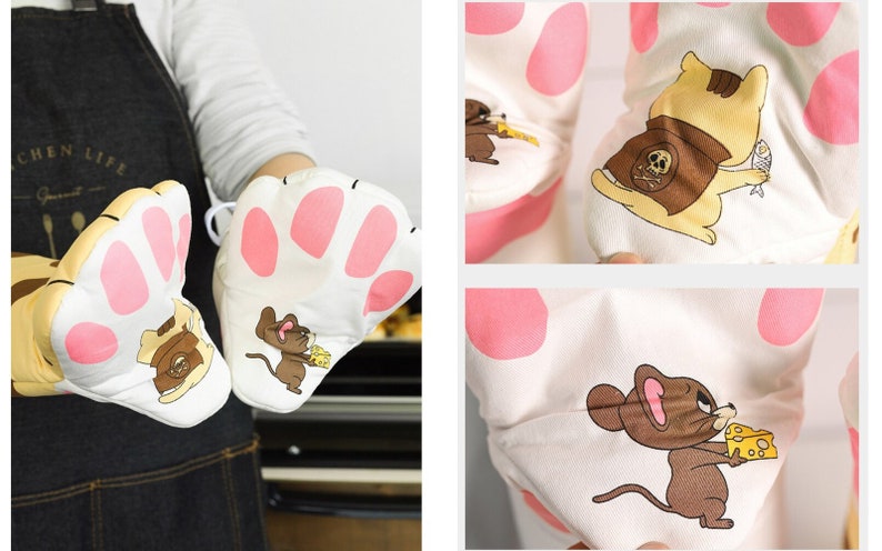 Cat Paw Toe Beans Oven Mitts for Kitchen, Baking, Home Decor, Housewarming Gift, Animal Cat Lovers Present, Last Minute Birthday Idea, Cute image 3