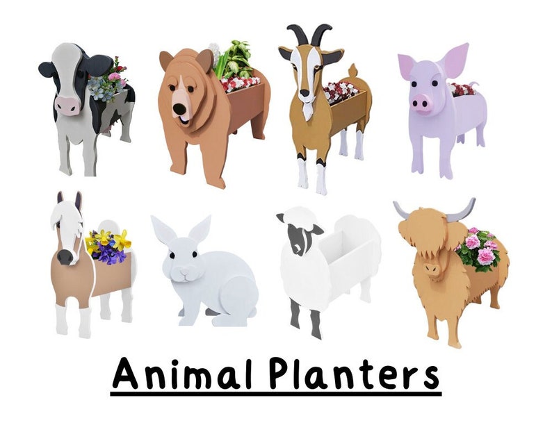 Cute Animal Planters PVC for Garden, Home Decor, Storage, Housewarming Gift, Dog Lovers Present, Animal Lovers Memorial Loss Sympathy Gift image 1