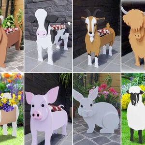 Cute Animal Planters PVC for Garden, Home Decor, Storage, Housewarming Gift, Dog Lovers Present, Animal Lovers Memorial Loss Sympathy Gift image 2