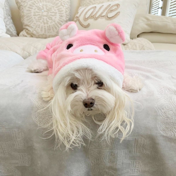 Pet Pig Pink Piggy Oink Farm Jumpsuit Costume - Cute Farm Animal Clothing, Funny Halloween Cosplay, Last Minute Birthday, Shirt for Dog Cat