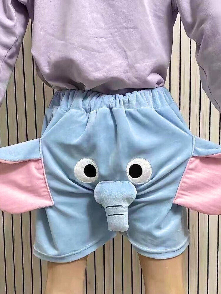 Pantalones De Pijama Para Hombre Franela Elefante Divertido Pantalones  Cortos