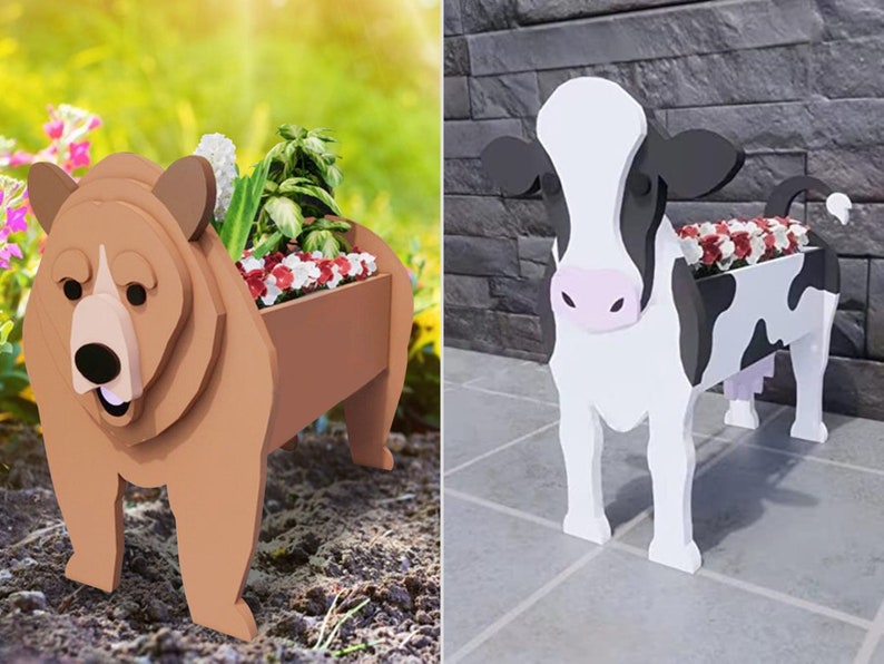 Cute Animal Planters PVC for Garden, Home Decor, Storage, Housewarming Gift, Dog Lovers Present, Animal Lovers Memorial Loss Sympathy Gift image 9