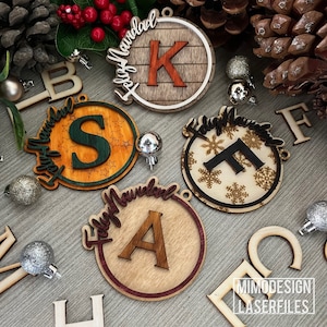 Feliz Navidad Monogram Ornaments Bundle for Capital letters, name, text etc. Digital files only svg + dxf all laser and Glowforge ready