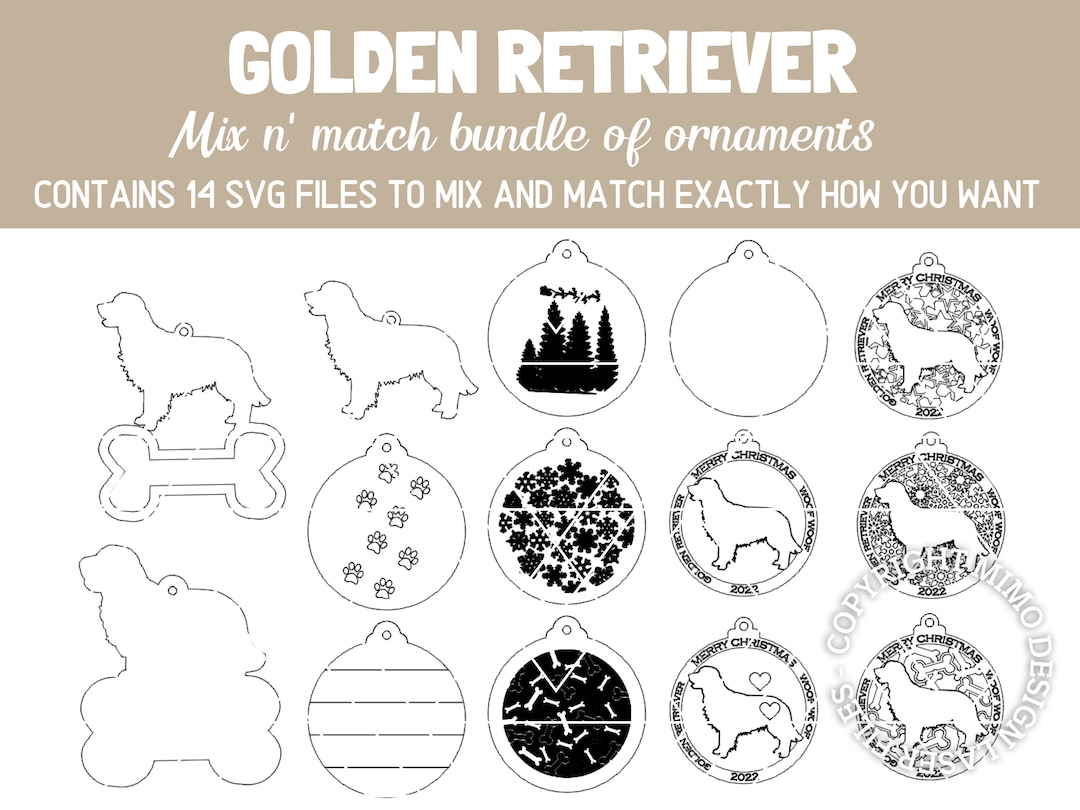GOLDEN RETRIEVER Dog Breed Christmas Ornaments Bundle 2022 Digital Svg ...