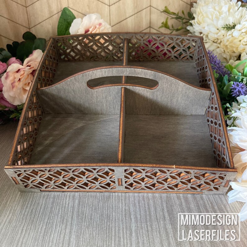 Divided 4 Room Decorative Tray / Caddy With Chic Pattern for - Etsy