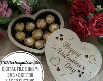 Heart Shaped Chocolate Candy Box with Surprise tasks for Valentines Day Digital laser cut files only SVG + DXF All lasers + Glowforge ready