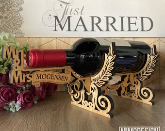 Hochzeit Weinhalter Display zur Personalisierung von Braut & Bräutigam Laser cut digitale svg dxf Dateien nur Glowforge fertig 1/4" und 10mm
