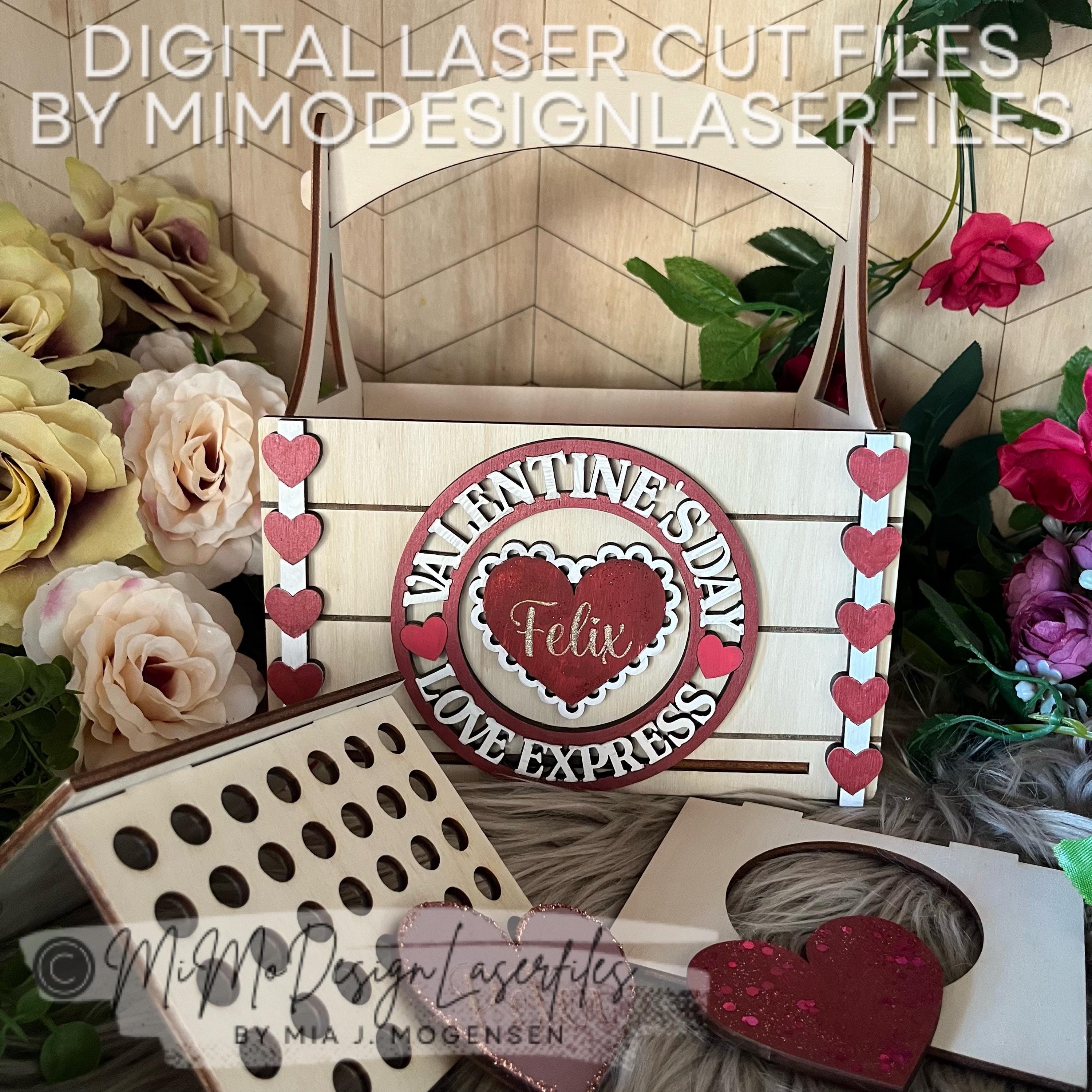Vector Files For Inlay 3-in-1 Valentine's Day Gift Basket SVG | Multi-use Laser Cut Files With ...