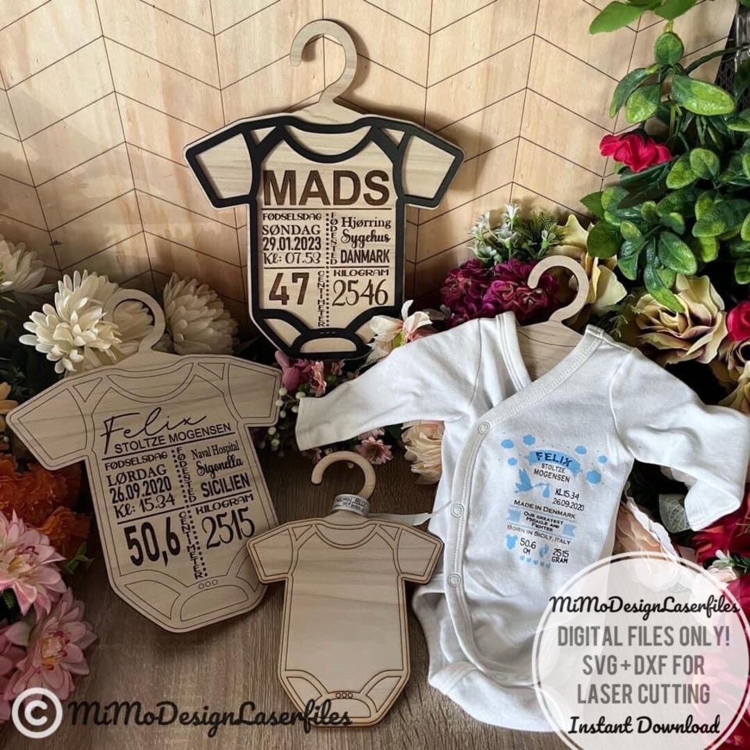 Baby Birth Stats Nursery Clothes Hanger Sign 4 Designs 2 Sizes for