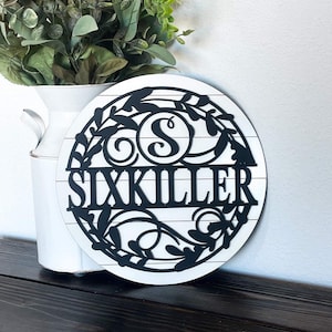 Split monogram, familyname, name design sign, door hanger, home decor, engraved design for personalization * Digital files only svg + dxf *