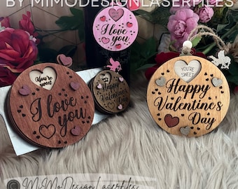 Engraved Valentine Spinning Statement / Affirmation Tags & Magnets - 2 sizes with multiple options. LASER VECTOR FILES for laser cutting