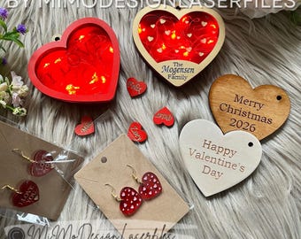 Fairy Light Heart Ornament SVG | Valentine Laser File | Layered Acrylic & Wood | Bonus Earrings | LightBurn Tutorial