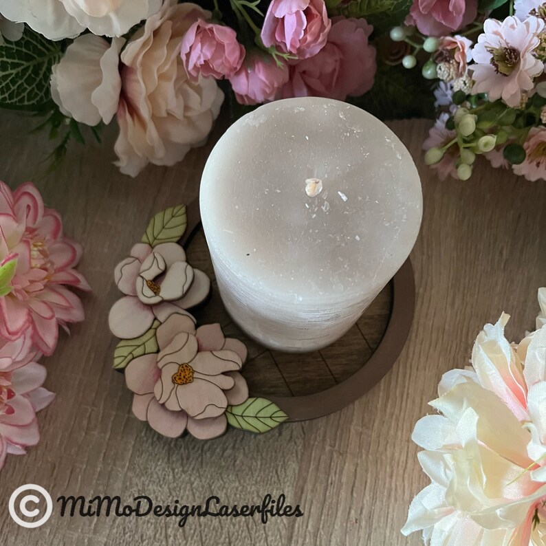 Magnolia Candle Holder / Trinket Tray Dish for Block Candles Etsy