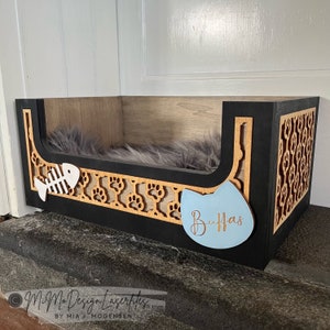 Cat Bed Box for Toys, Blankets, Leashes – Laser Cut Digital File for DIY Feline Furniture, Custom Cat Bed & Storage Box