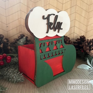 Weihnachtsstrumpfschachtel Rentier, Herzen für Süßigkeiten, Geschenke, Füllungen, Namen, Regal Sitter Digital Cut Files SVG + DXF, Laser & Glowforge ready