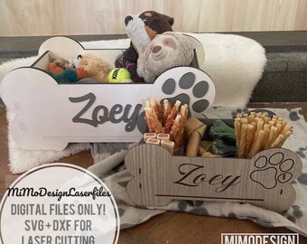 Dog Bone Storage Box SVG Bundle | Treat & Toy Box Laser Cut Files | 2 Sizes | SVG DXF