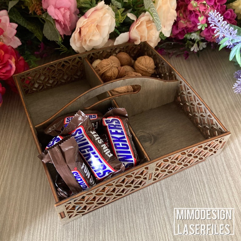 Divided 4 Room Decorative Tray / Caddy With Chic Pattern for - Etsy