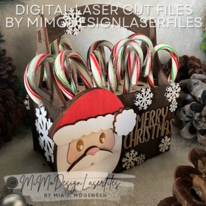 3D Santa Layered Count Down Candy Cane / Weihnachtskalender Adventskorb, 2 Versionen Digitale Schnittdateien SVG + DXF, Laser und Glowforge bereit