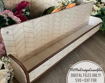 Wall Mounted Storage Shelf SVG | Single Line Scored Pattern Rack | Paint & Glue Organizer | Laser Cut Files SVG DXF