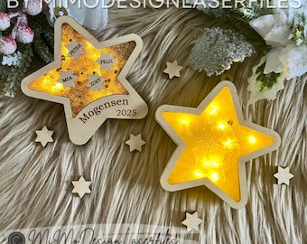 Fairy Light Star Ornament SVG | LED Layered Laser File for Acrylic or Acetate | Christmas Light-Up Star | Glowforge & All Lasers Ready
