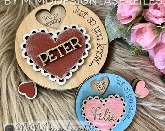 Personalized Laced Heart Valentine Spinner Laser Files | DIY Laser Cut Project | Affirmation Spinning Tags or Magnet in 2 Sizes
