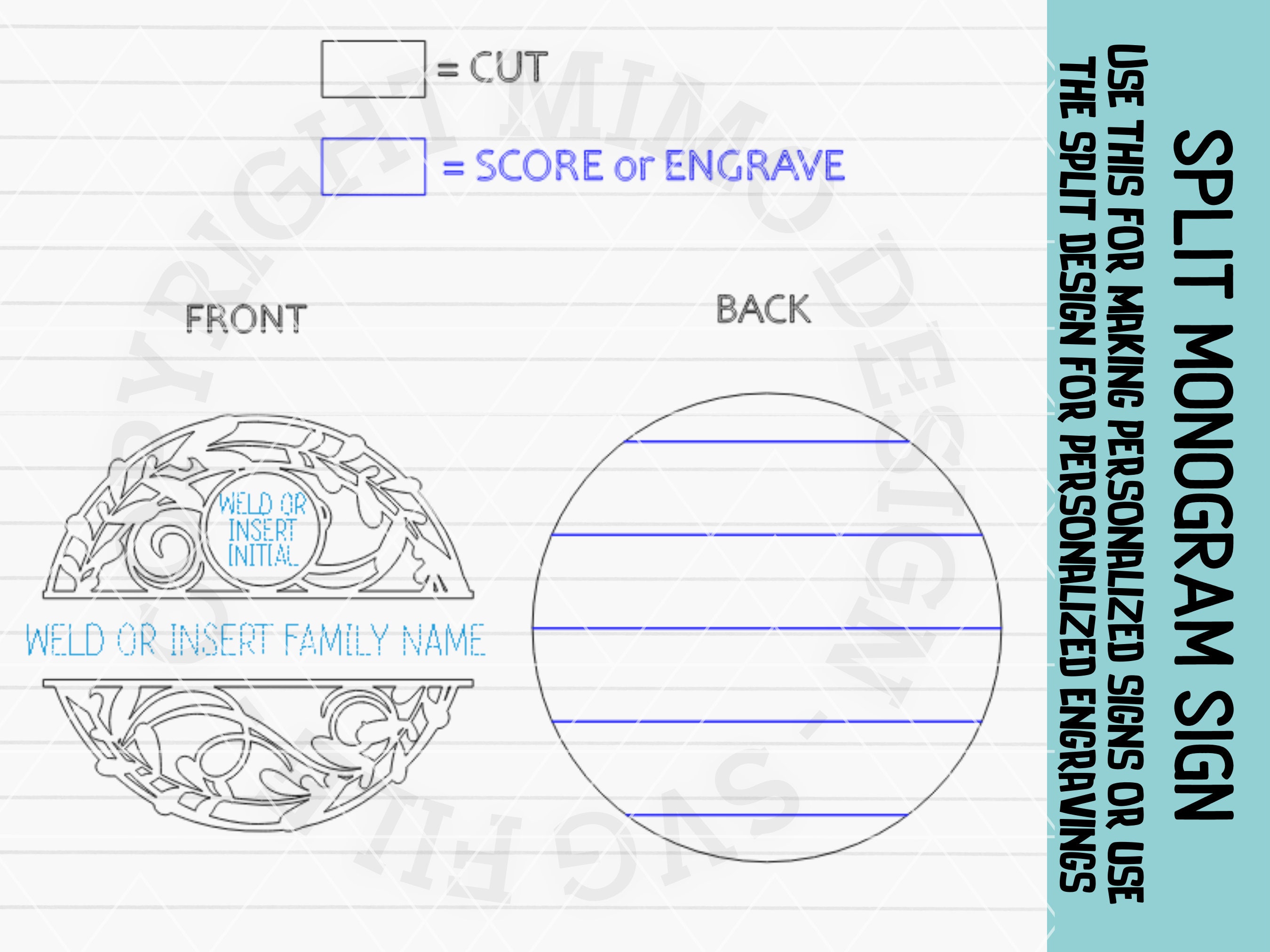 Split Monogram Familyname Name Design Sign Door Hanger - Etsy