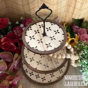 Patroon 3 Tiered Tray decor, cupcakes staan snoep 5 opties voor het maken van alle * digitale laser gesneden svg + dxf bestanden alleen * Glowforge klaar
