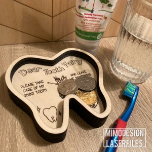 Tooth Fairy Teeth Money box, svg notée / doublée ou gravée et fichiers de coupe de plateau * Fichiers laser numériques uniquement SVG + DXF * Prêt pour Glowforge