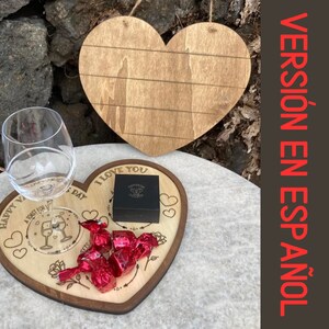 SPANISH VERSION Valentine Heart Scored Tray with shiplack door hanger svg design and tray cut files * Digital files only svg + dxf *