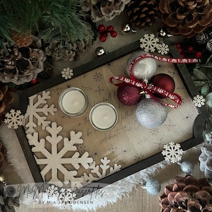 Snowflake 3D layered home decor tray with poem & pattern, Single line design all scored DIGITAL LASER FILES for cutting all lasers, svg, dxf