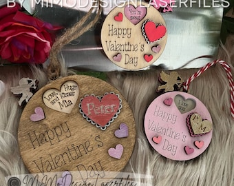 Valentine Spinning Statement / Affirmation Tags & Magnets - 2 sizes with Cupid lever to turn and slide. LASER VECTOR FILES for laser cutting