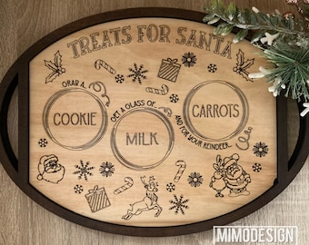 ADD ON Santa treat tray for interchangable seasonal decor tray, scored and engraved * Digital laser files only svg + dxf * Glowforge ready
