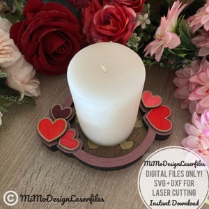 Valentines Day Candle holder / Trinket Tray dish for block candles, jewelry, decor, etc. DIGITAL FILES ONLY! All Lasers and Glowforge ready