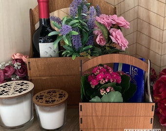 Big and Mini Basic gift basket crates boxes for personalization and storage laser cut Glowforge ready files Digital SVG + DXF 1/8" and 1/4"